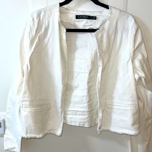 Ralph Lauren white open denim jacket
